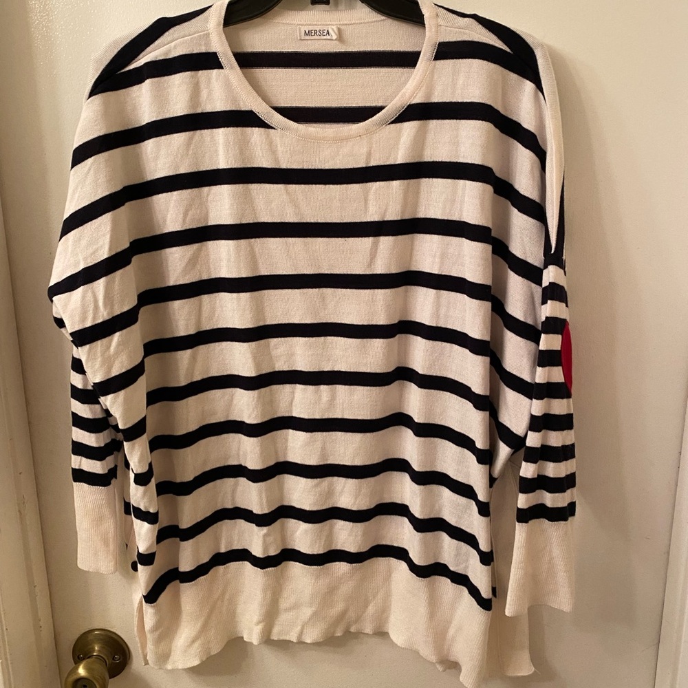 Mersea Amour White with Black Stripes Women's Sweater